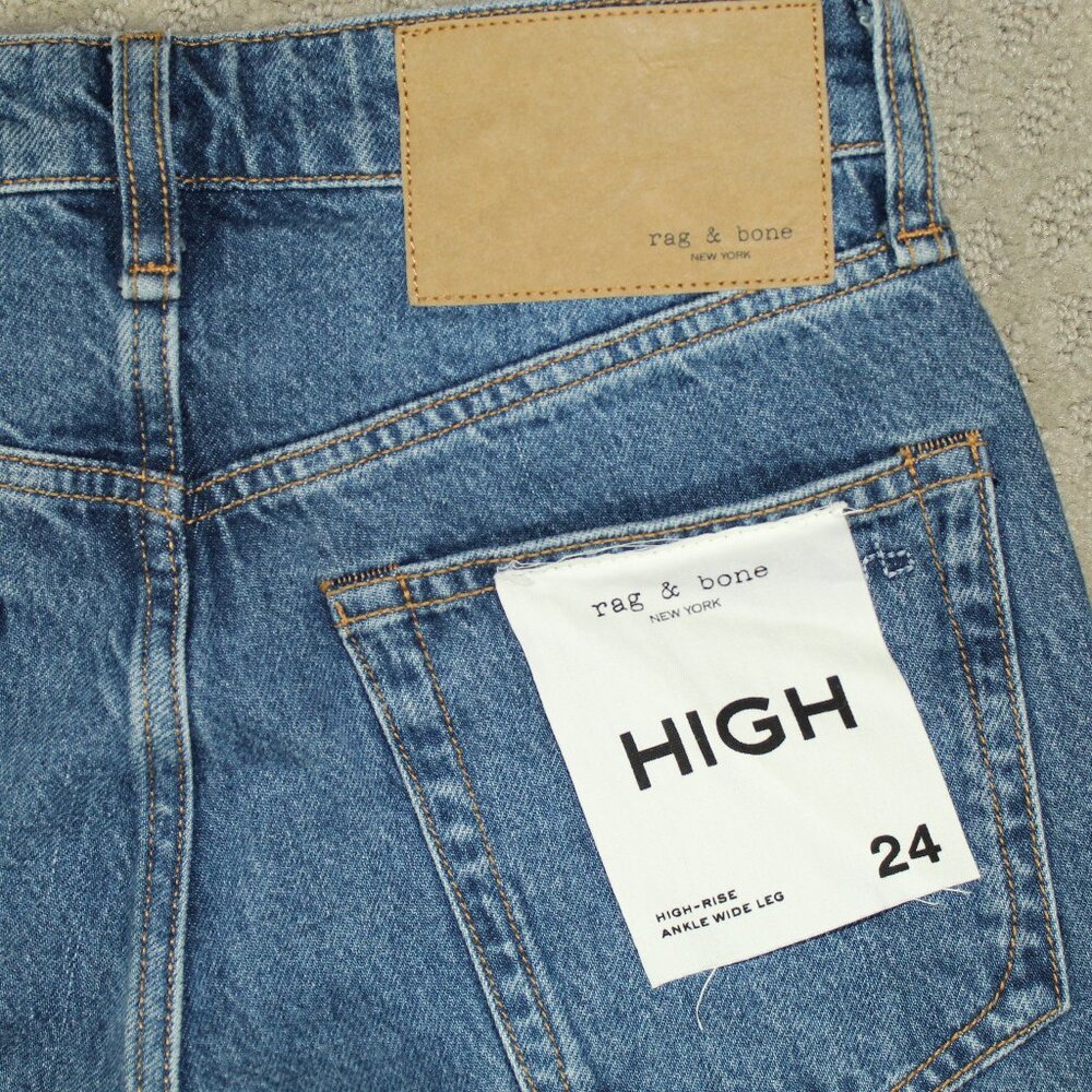 NWT rag & bone Maya High Rise Wide Leg Button Fly Light Blue Jeans - Picture 3 of 7